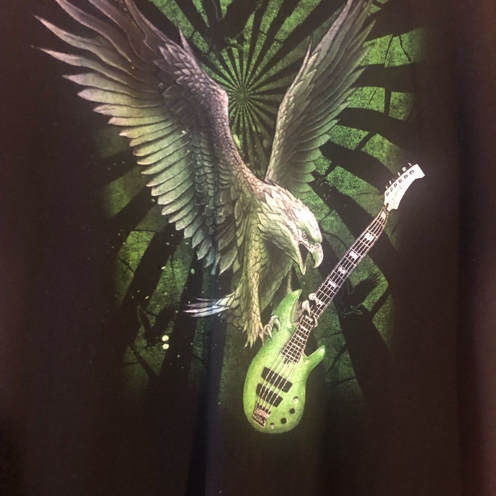 Ink Inc. Eagle with guitar. Size XL. Black with green graphic